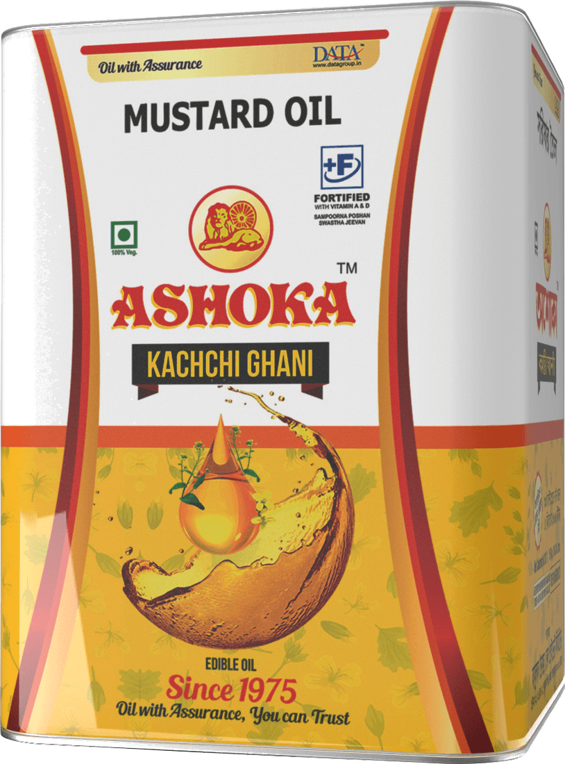 Ashoka Refined rice bran, groundnut & soyabean · Kachchi ghani mustard pack